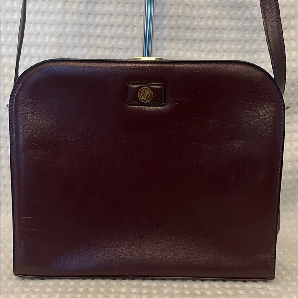 Goldpfeil Burgundy Leather Shoulder Bag  (REHAB) - Picture 3 of 13